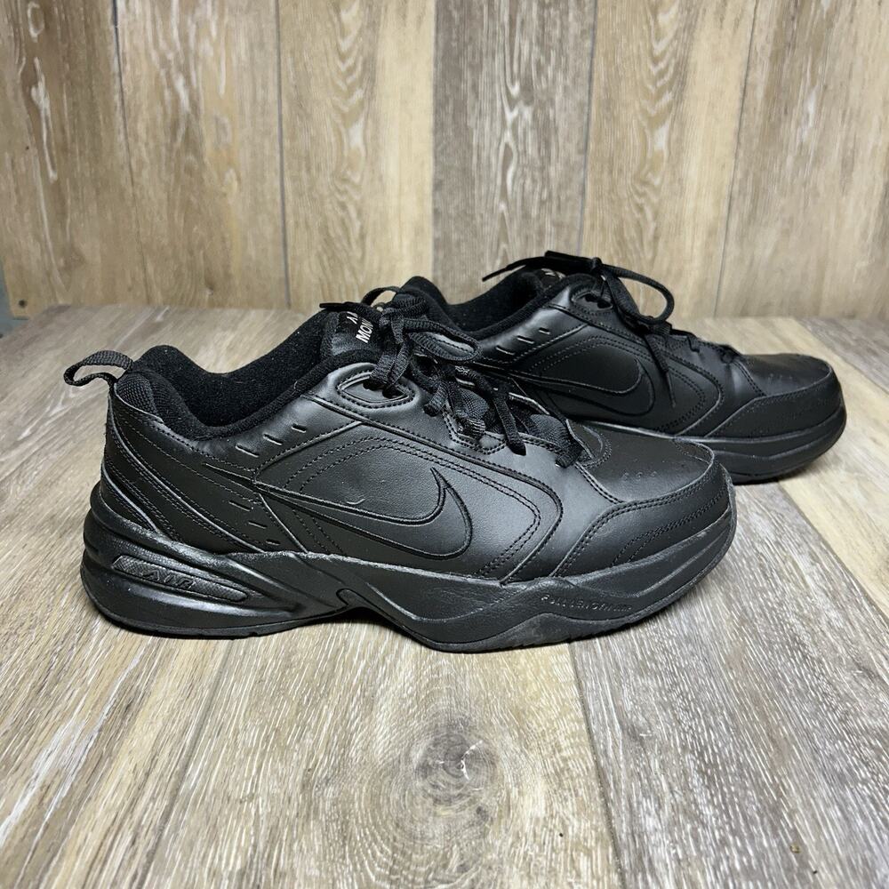 Nike Air Monarch Triple Black Mens US Size 11 415445-001 Leather Sneaker Shoes